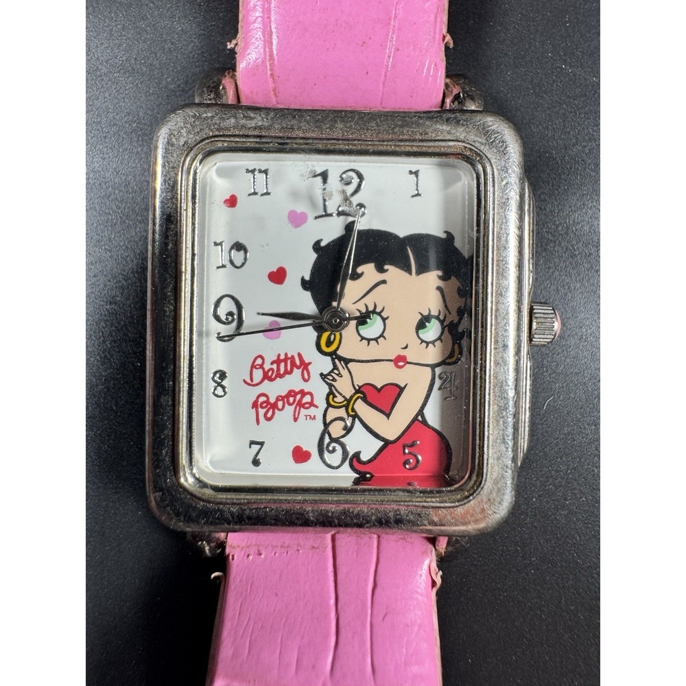 Vintage 2006 Betty Boop Womens Quartz Watch Pink Strap 7EBBF002
